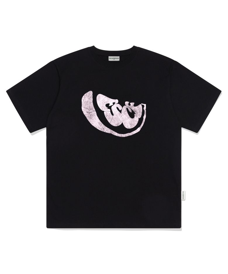 퍼플 ESCF FRUIT STAMP 프린트 오버핏 반팔티 블랙