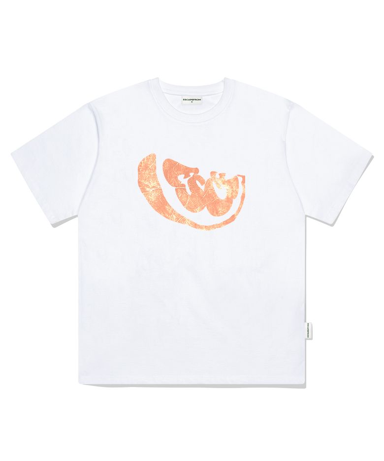 오렌지 ESCF FRUIT STAMP 프린트 오버핏 반팔티 화이트