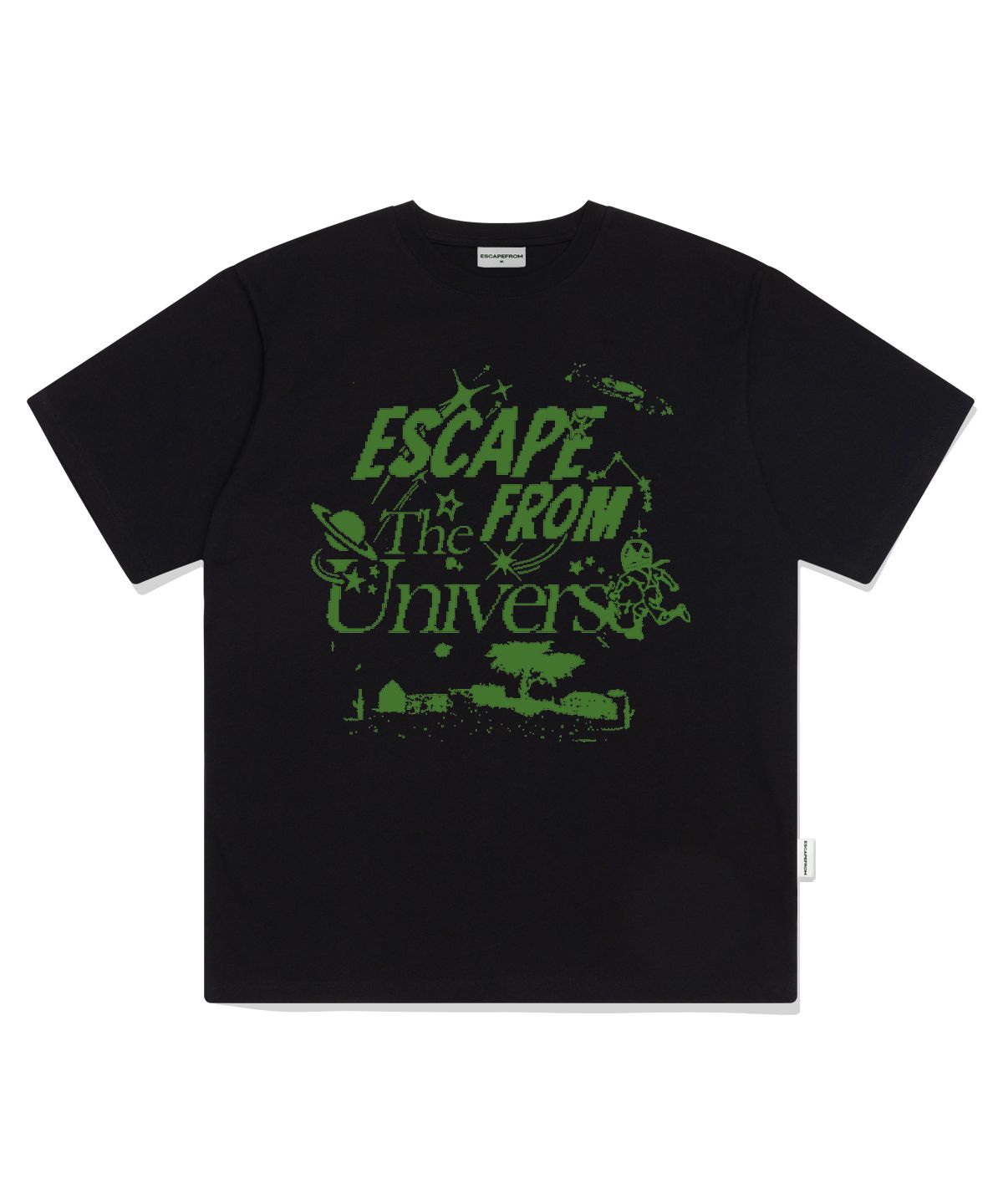 이스케이프프롬(ESCAPEFROM) 그린 더 유니버스 프린트 오버핏 반팔티 블랙