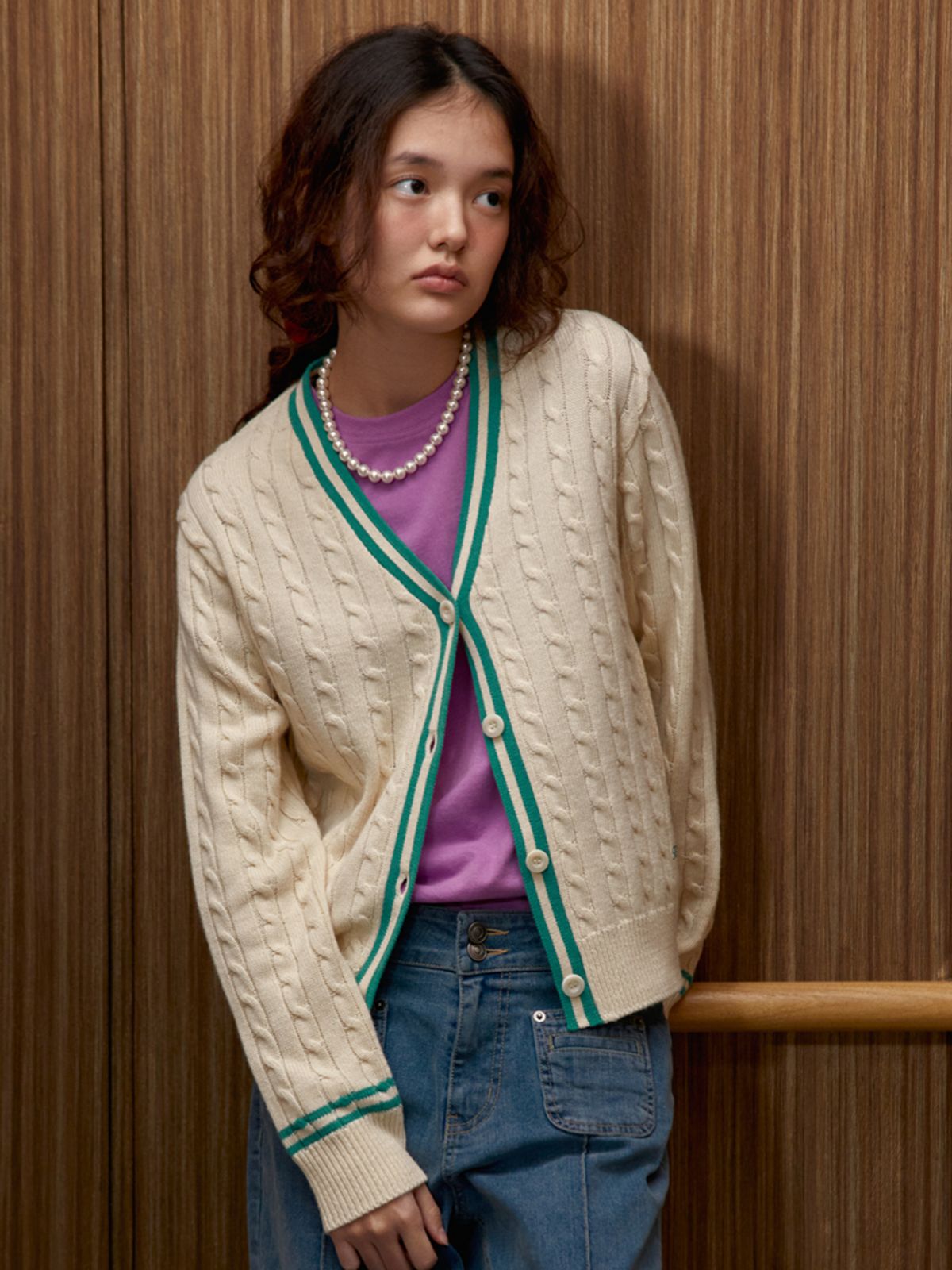 시엔느(SIENNE) Cleo Cable Cardigan (Ivory)