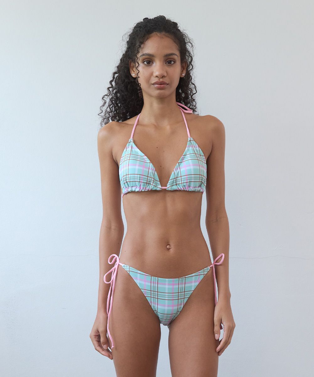 MUSINSA | PISCESS Plaid Check Triangle Bikini_Mint