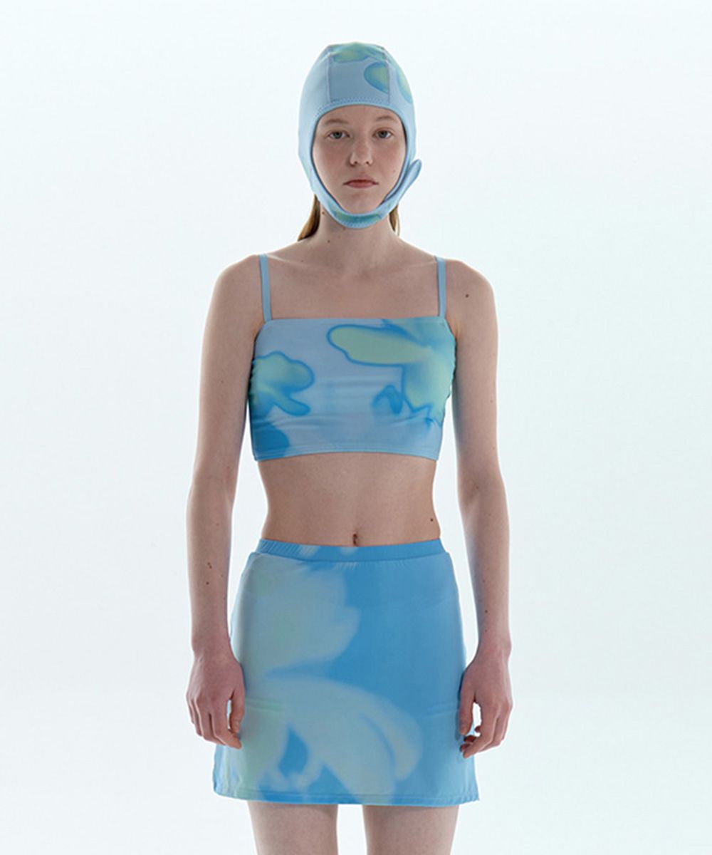 【500円引きクーポン】 MUSINSA | PISCESS Flower tube top skirt set_blue トップス
