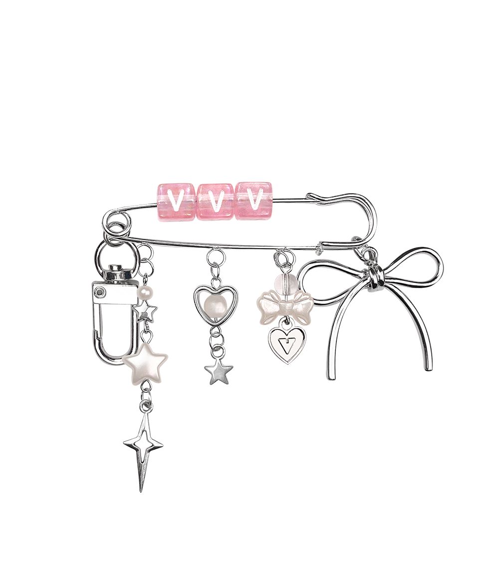 MUSINSA | VVV Drop Ribbon Safety Pin Keyring