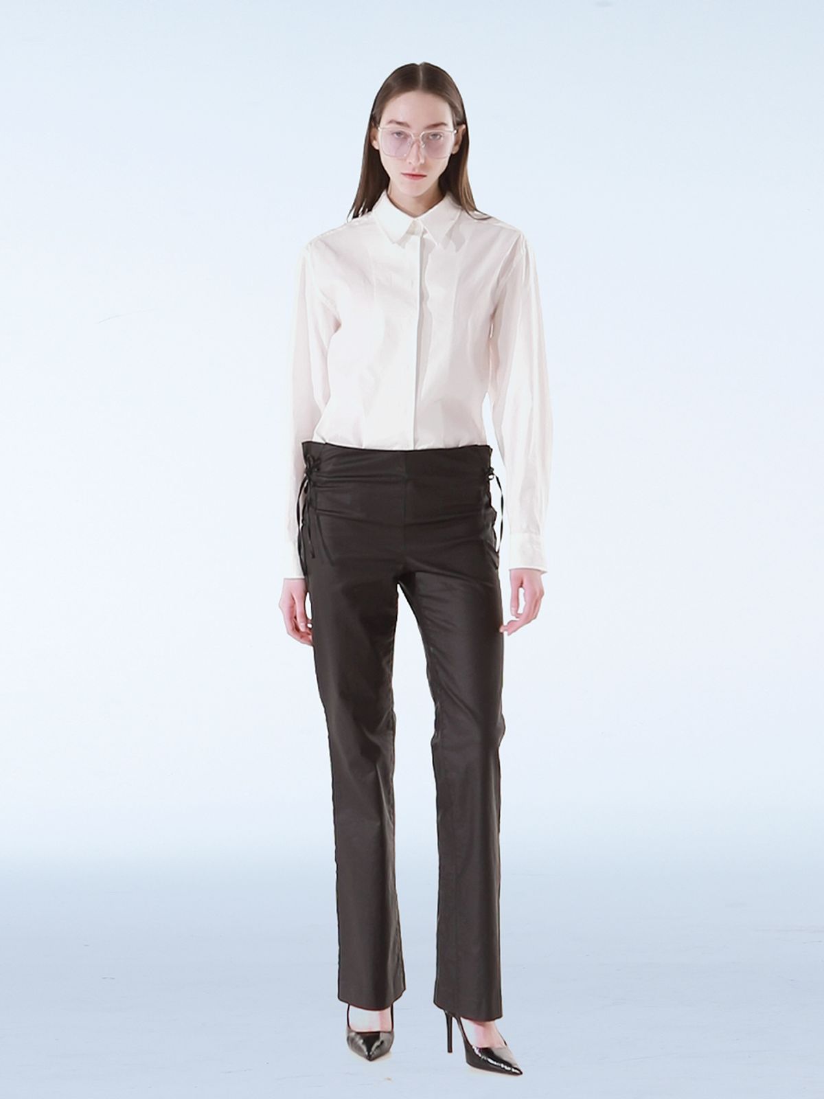 더발론(THE BALLON) METALLIC STRAP PANTS - BLACK