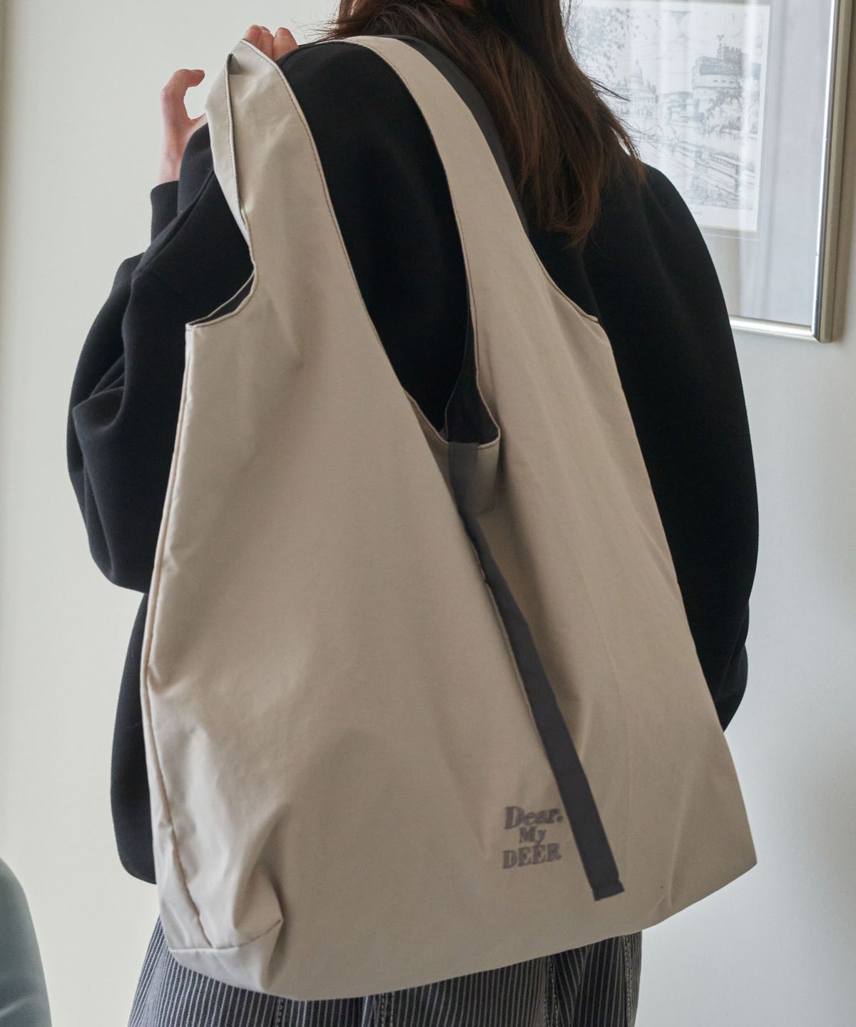 디어마이디어(DEARMYDEER) 방수) Reversible shoulder bag_ Light grey+grey