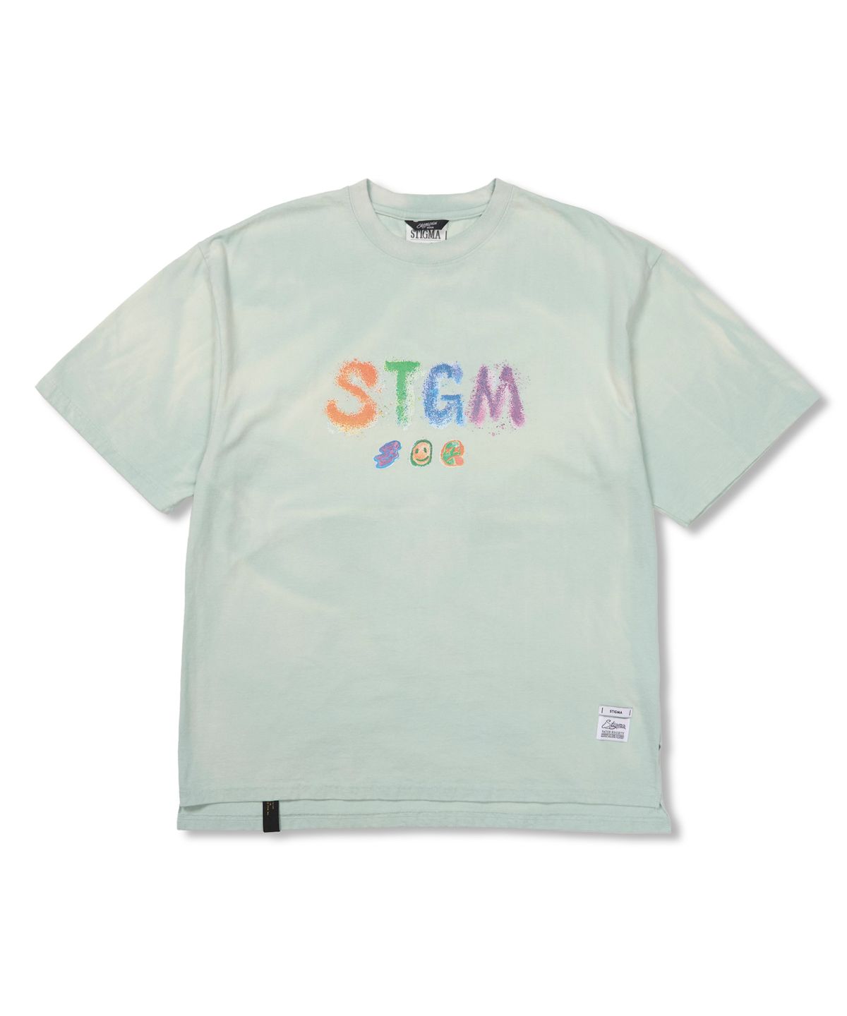 스티그마(STIGMA) Crayon STGM Vintage-Like Washed Oversized Short Sleeves T-Shirts Sky Blue