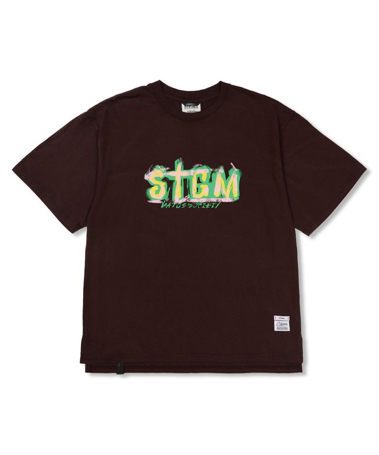 Home Vintage-Like Washed Oversized Short Sleeves T-Shirts Brown