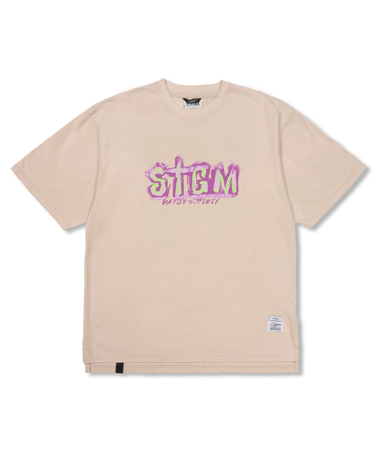 스티그마(STIGMA) Home Vintage-Like Washed Oversized Short Sleeves T-Shirts Beige