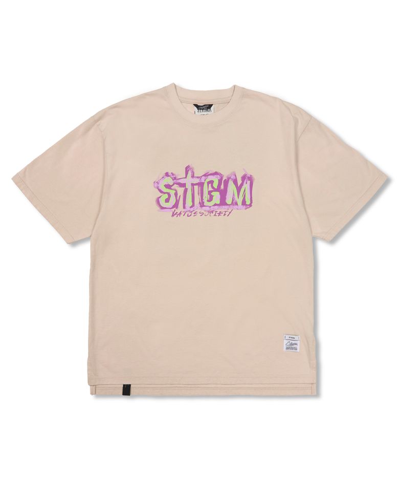 Home Vintage-Like Washed Oversized Short Sleeves T-Shirts Beige