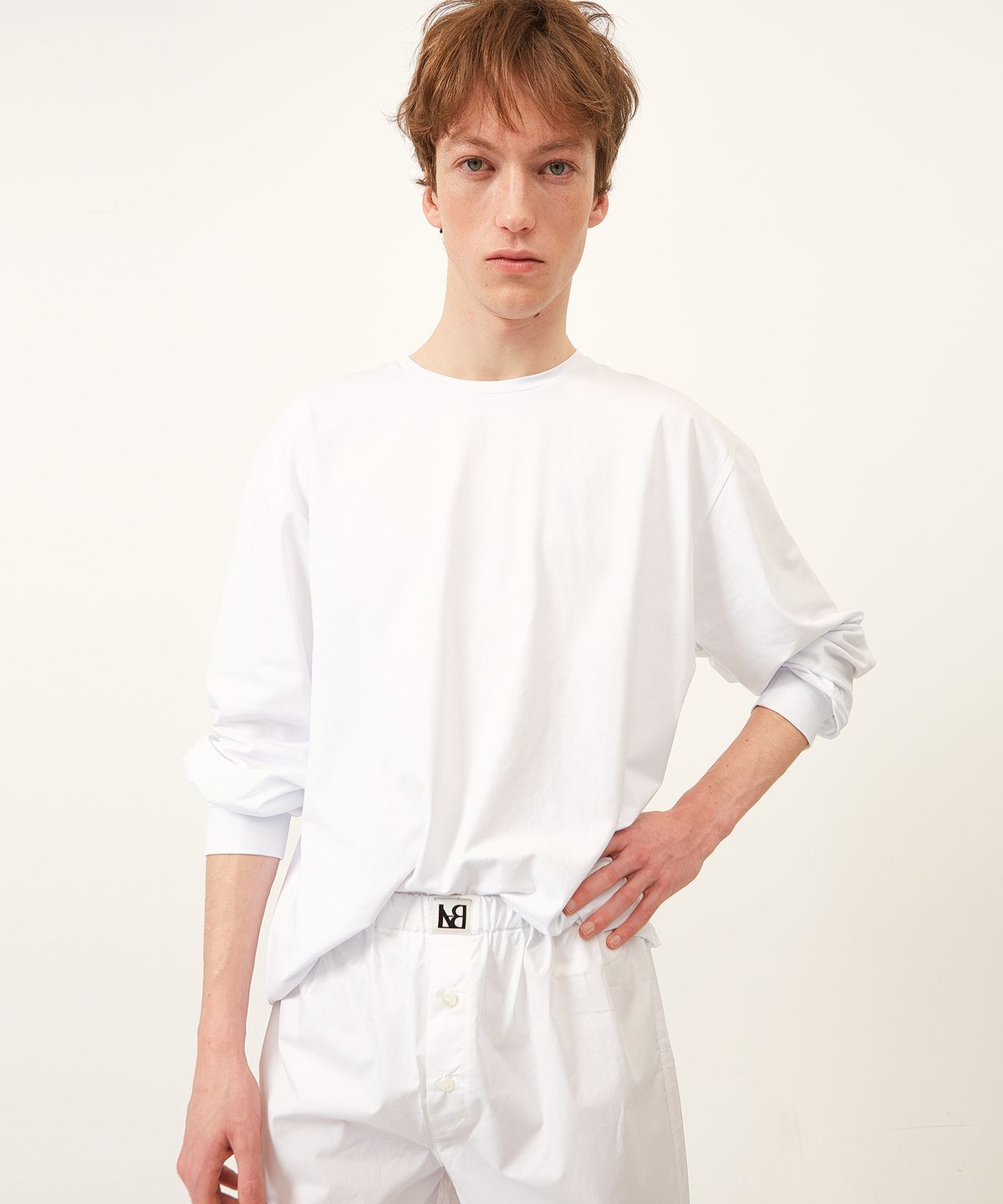 라벨아카이브(LABELARCHIVE) Lev organic cotton long sleeve top white