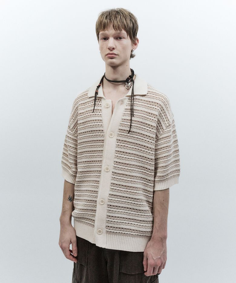 숏슬리브 칼라 카디건 ASH BEIGE