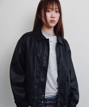FAUX LEATHER POCKET JUMPER_BLACK