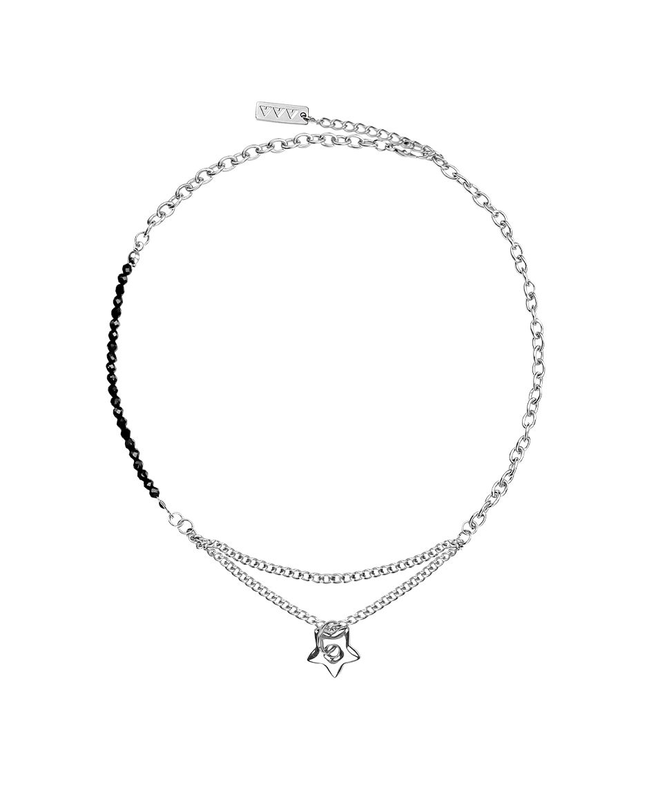 ●VVV● Funky Star Bold Chain Surgical Necklace 24SSNK106SVF MUSINSA | VVV Bold Star Mix Chain Surgical Necklace