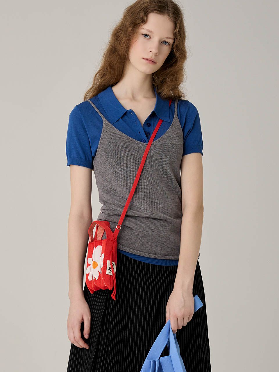 【JOSEPH&STACEY】韓国★Lucky Pleats Knit Mini Cross Daisy MUSINSA | JOSEPH AND STACEY Lucky Pleats Knit Mini Cross