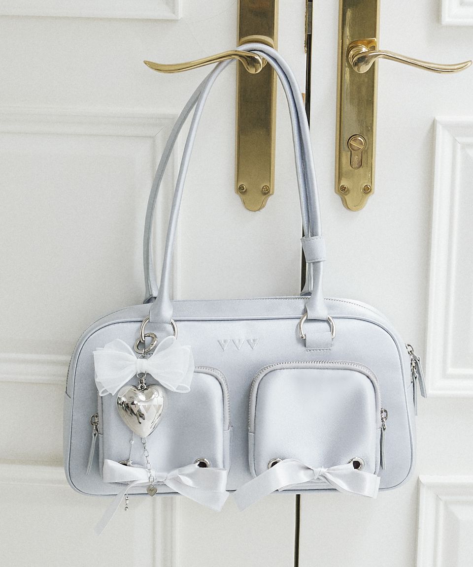MUSINSA | VVV Ribbon pocket tote shoulder bag _ Silver