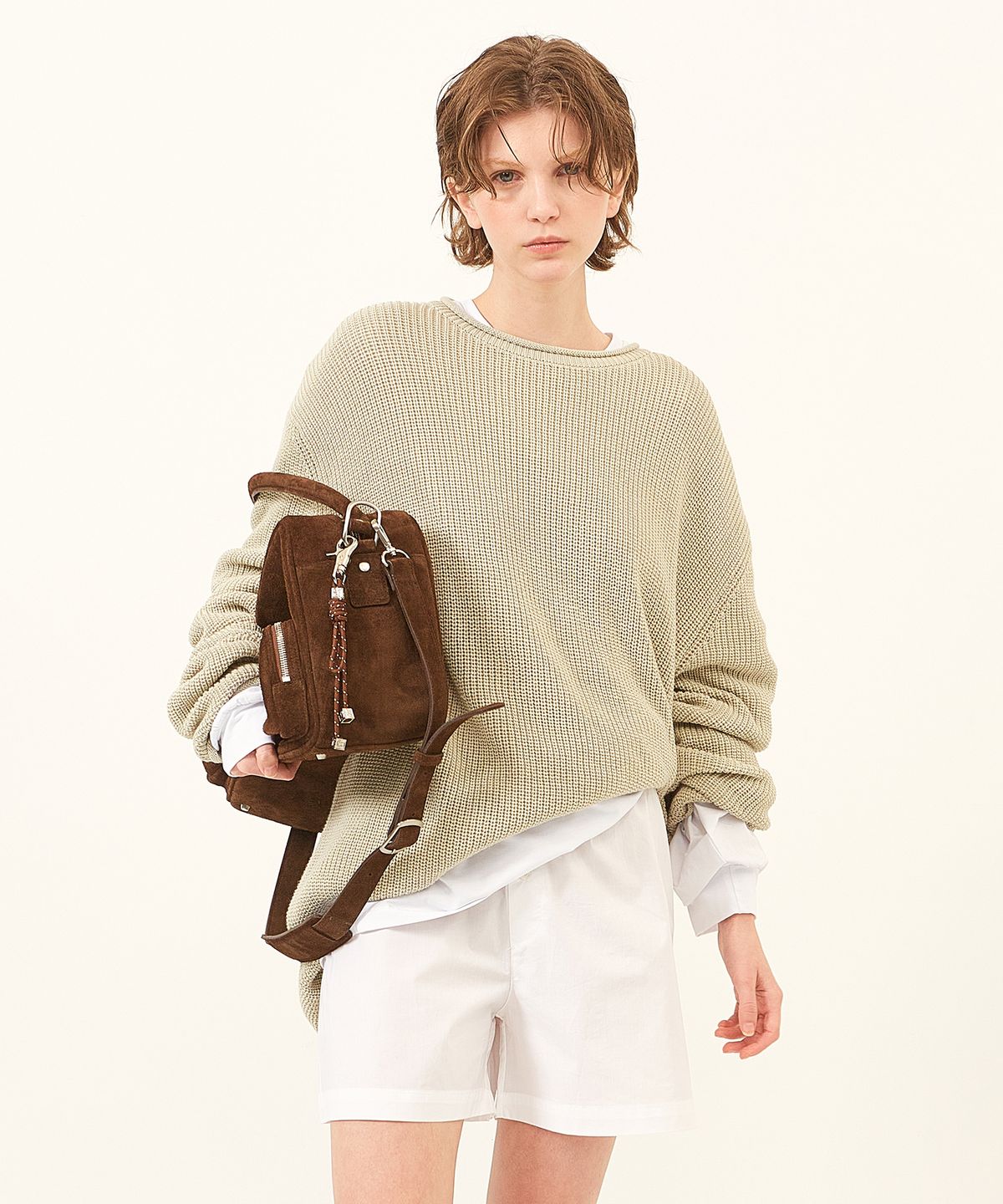 라벨아카이브(LABELARCHIVE) W Vianne rolled edge supima sweater natural