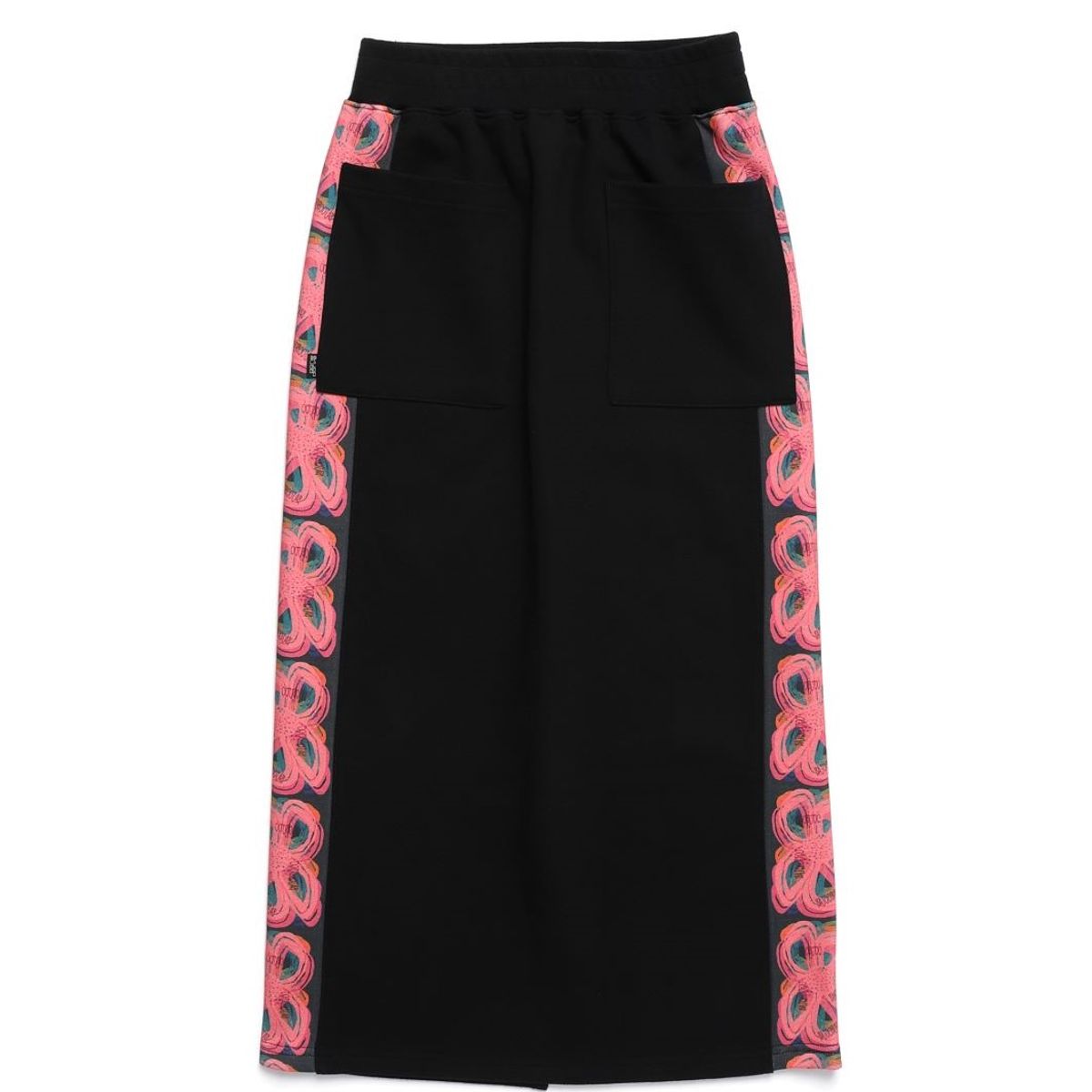 바쥬비쥬(BAJOO BIJOO) BIG POCKET H LINE FLOWER LONG SKIRT [BLACK]