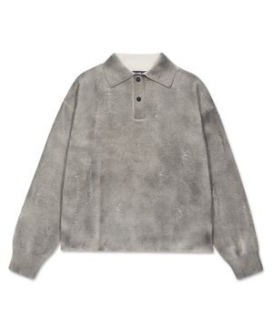 [런웨이] 스프레이 데미지 폴로 니트_그레이