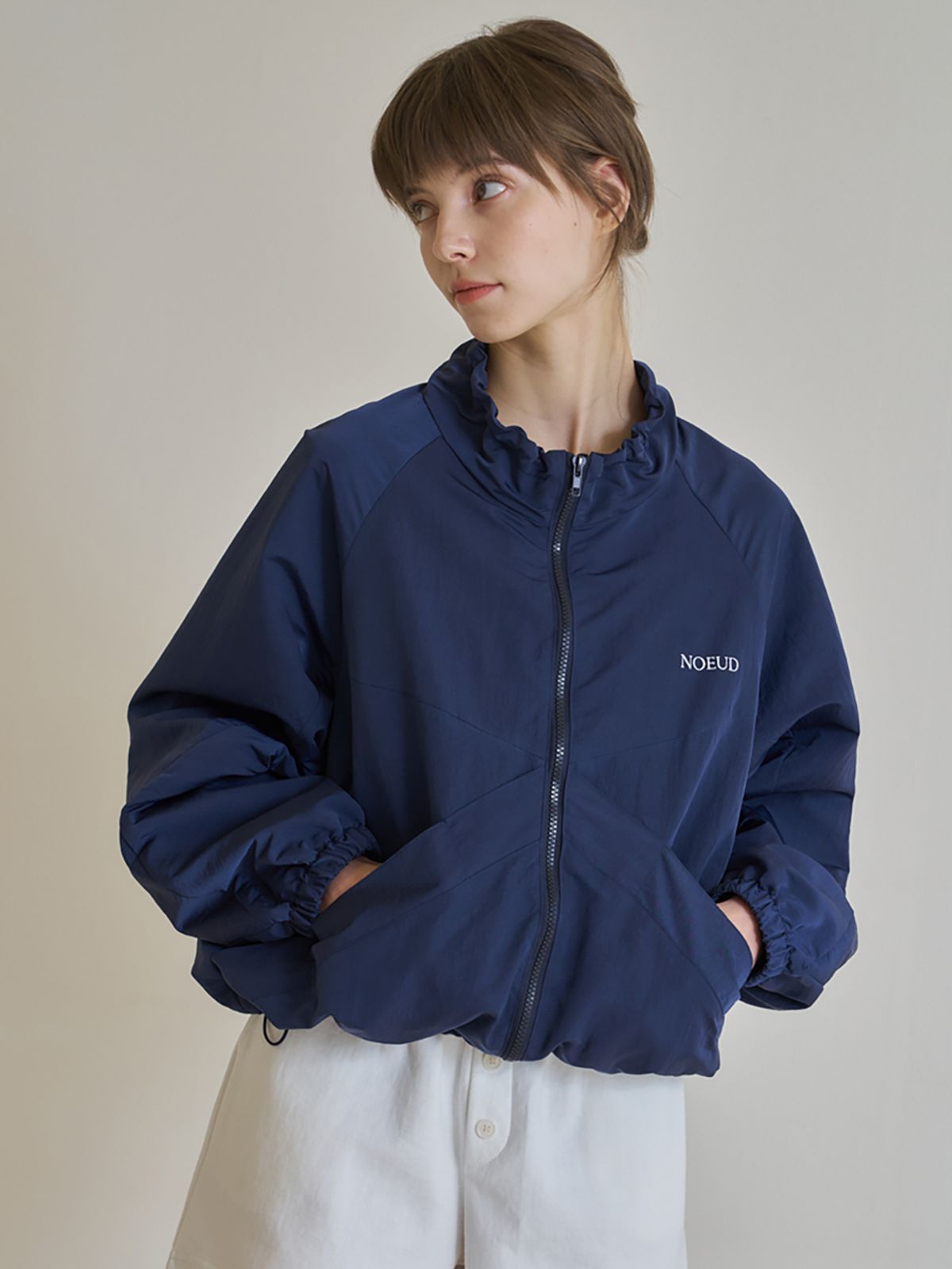 노우드(NOEUD) High collar nylon jacket (Navy)
