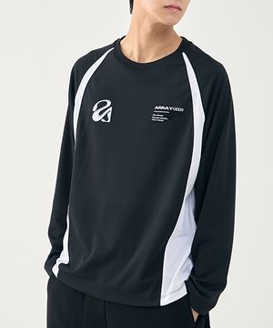 플렛 백 메쉬 래글런 롱슬리브 티셔츠 [BLACK]