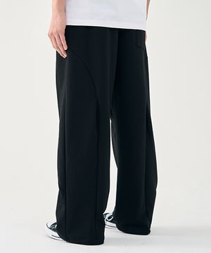 컴피 커브드 섹션 턱 스웻 팬츠 [BLACK]
