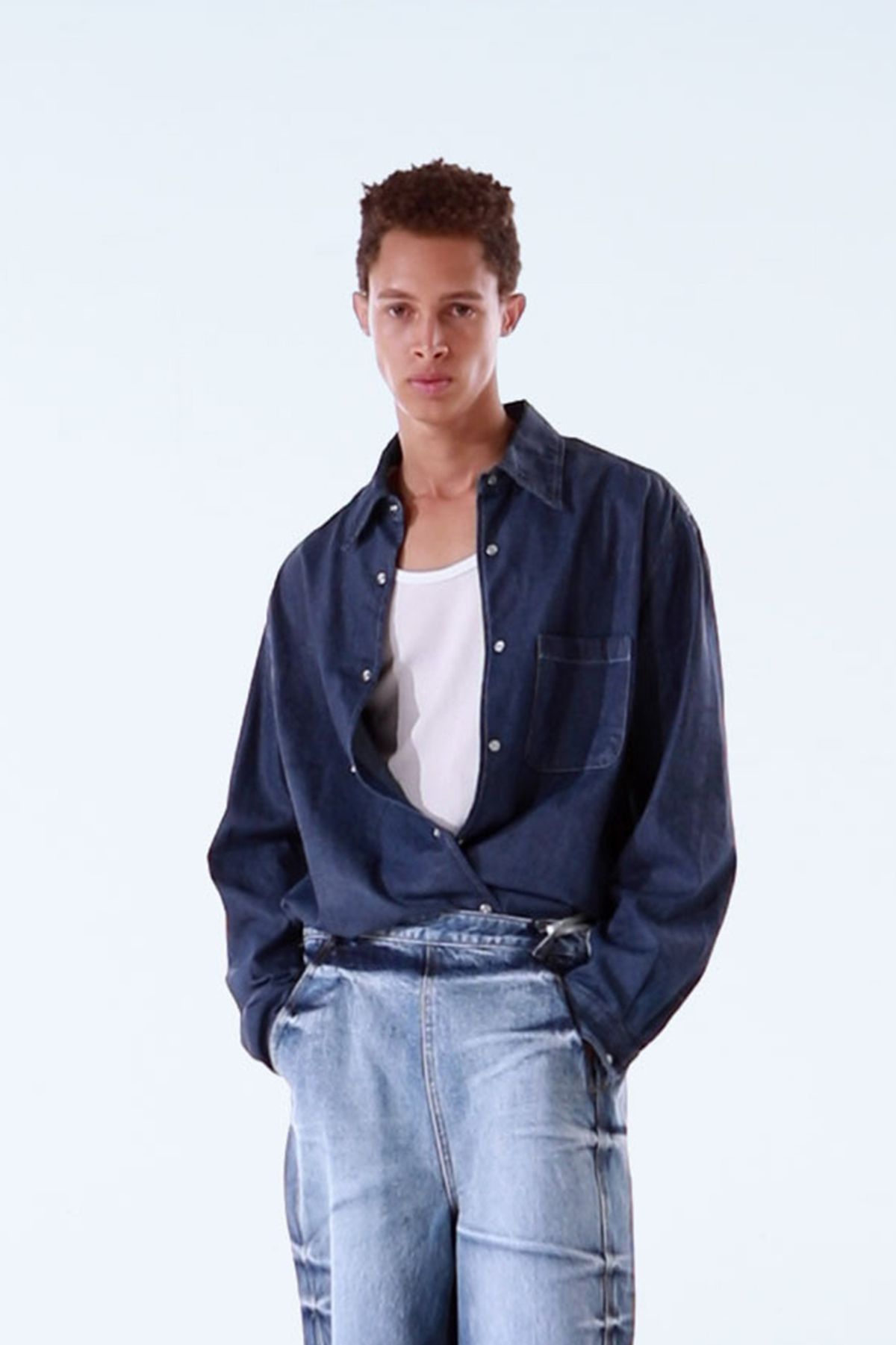 더발론(THE BALLON) BLUE WASHED DENIM SHIRT - BLUE