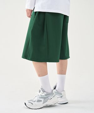 컴피 인버티드 플리츠 스웻 하프 팬츠 [GREEN]