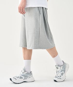 컴피 인버티드 플리츠 스웻 하프 팬츠 [GRAY]