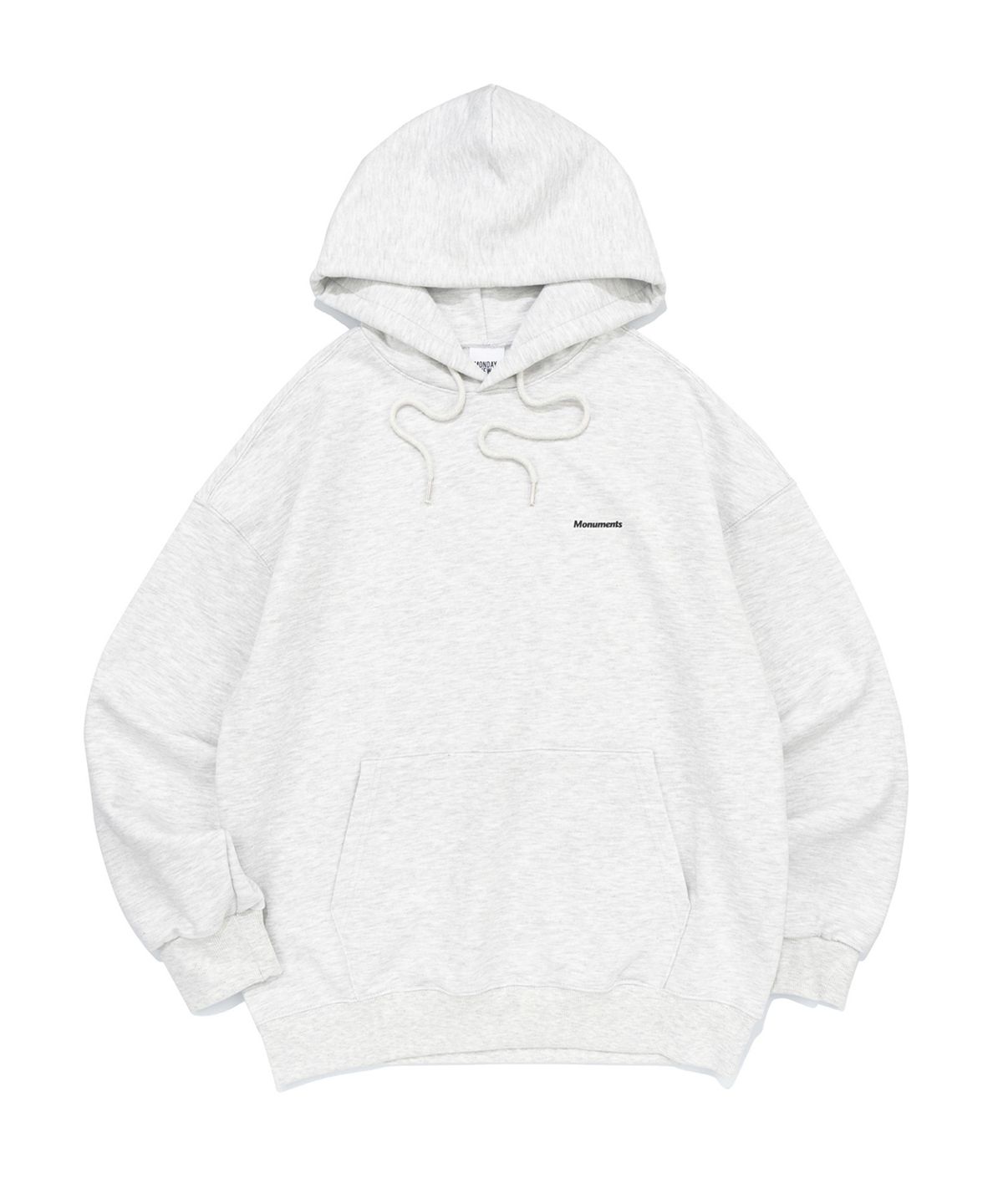 모뉴먼트(MONUMENTS) ESSENTIAL LOGO HOOD TEE (LIGHT MELANGE)