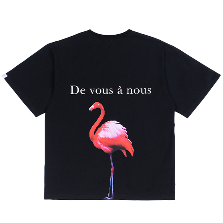 RED FLAMINGO GRAPHIC T-SHIRT BLACK 홍학 그래픽 티셔츠