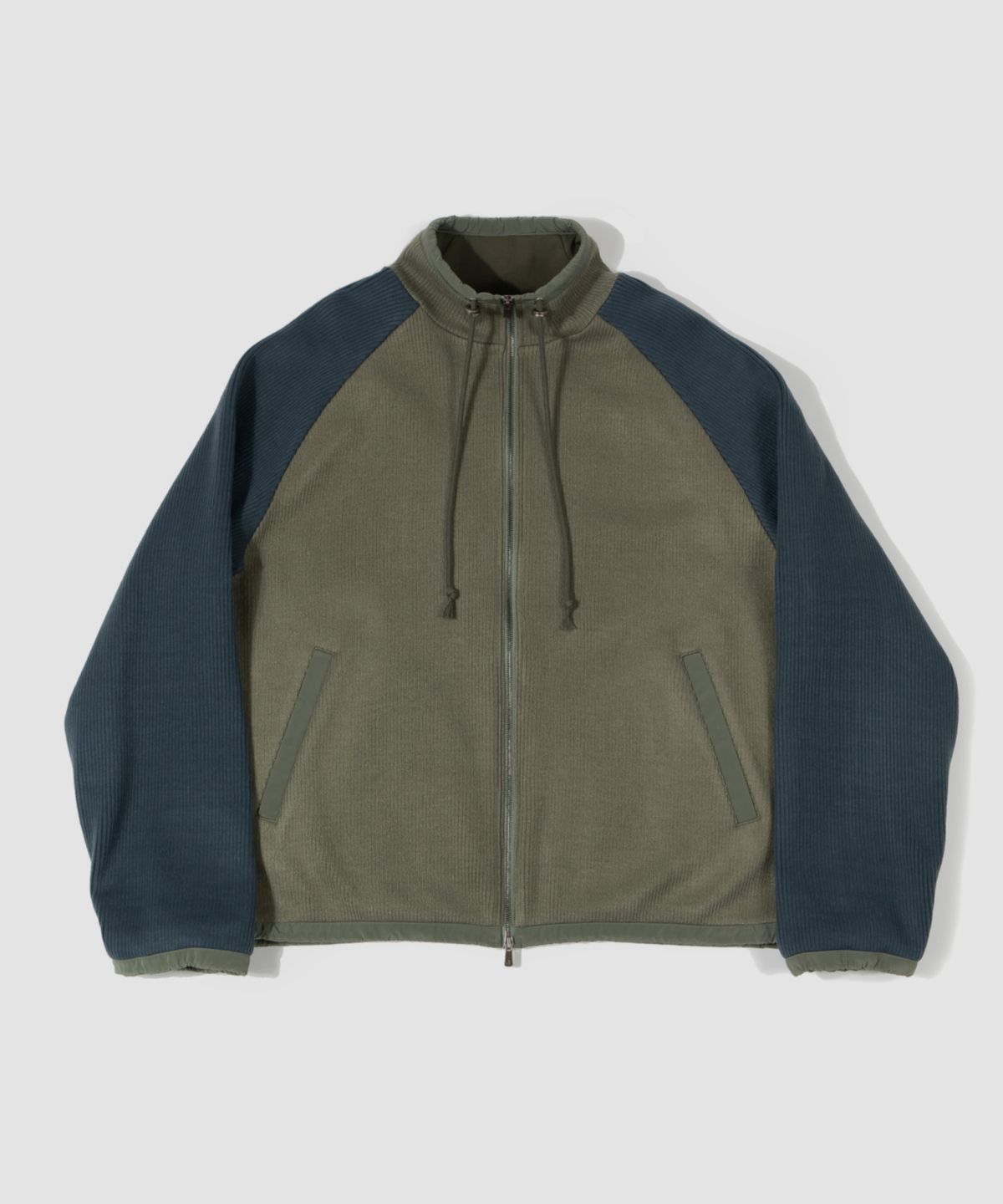 더가스펠오브(THEGOSPELOF) WOVEN BINDING KNIT ZIPUP / OLIVE NAVY