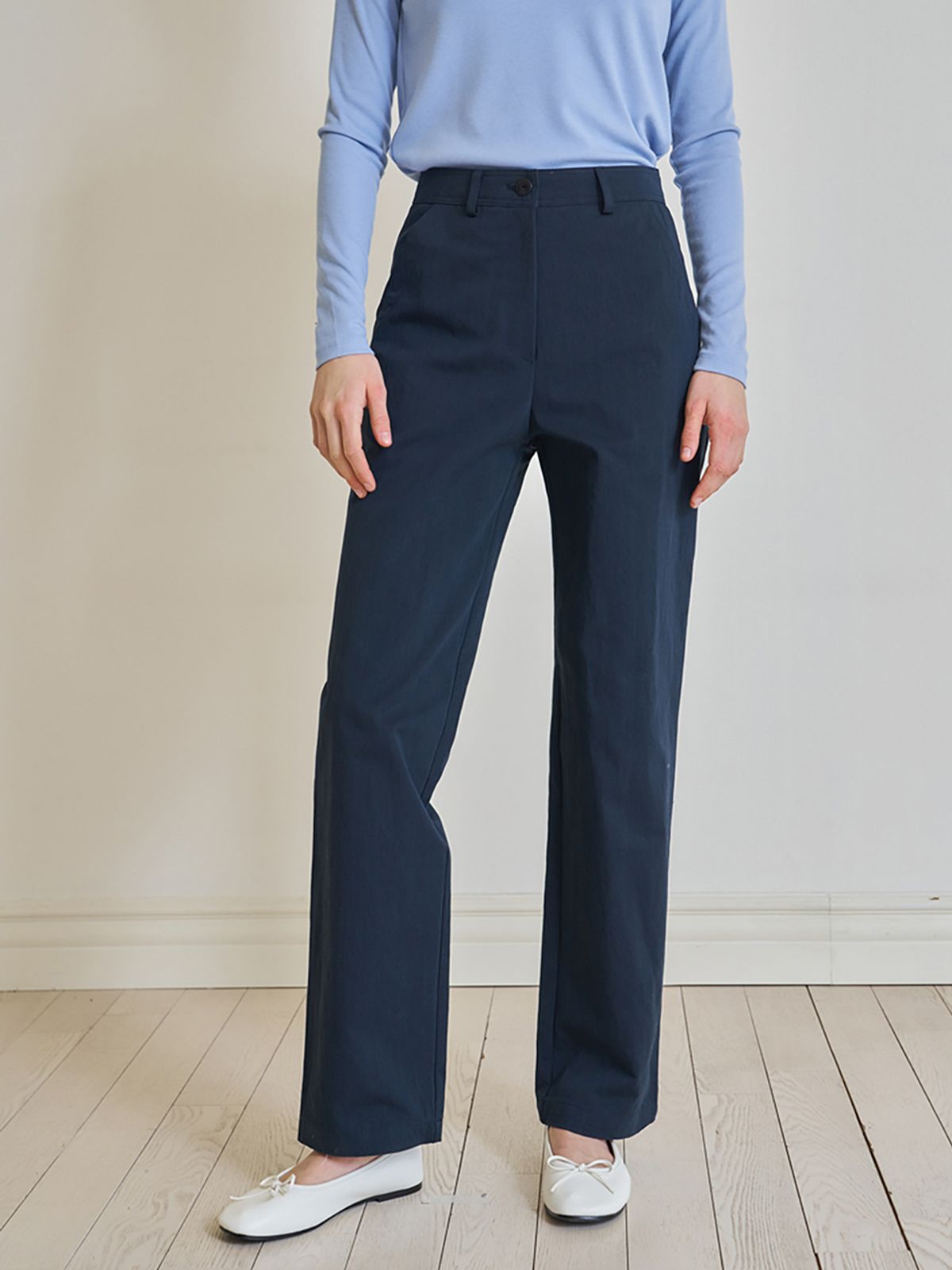 노우드(NOEUD) Niel straight pants (Navy)