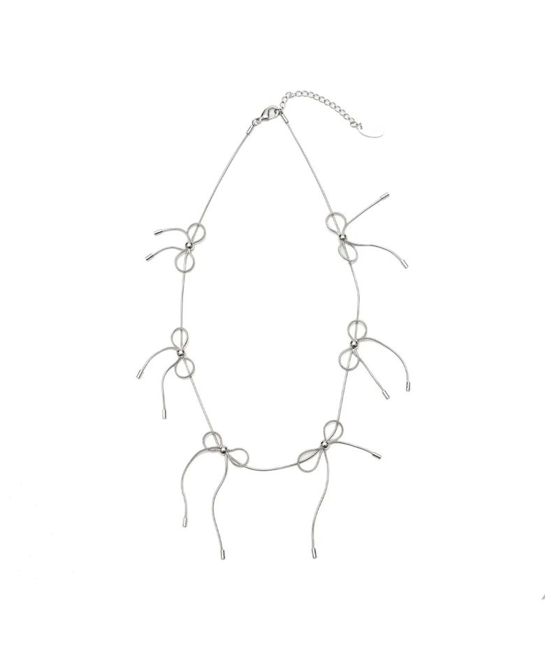 Ribbons bon chain necklace Silver