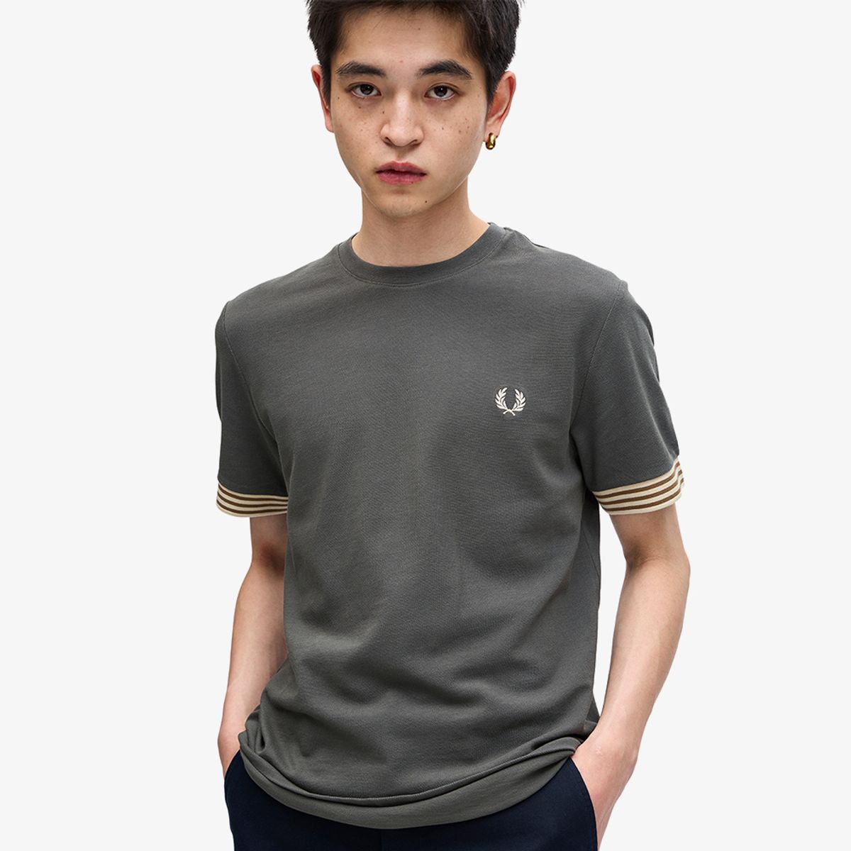 프레드페리(FRED PERRY) [Sharp] 스트라이프 커프 티셔츠(638) AFPM2417707-638
