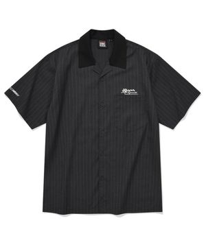 VSW Stripe Open Collar Shirt Dark Gray