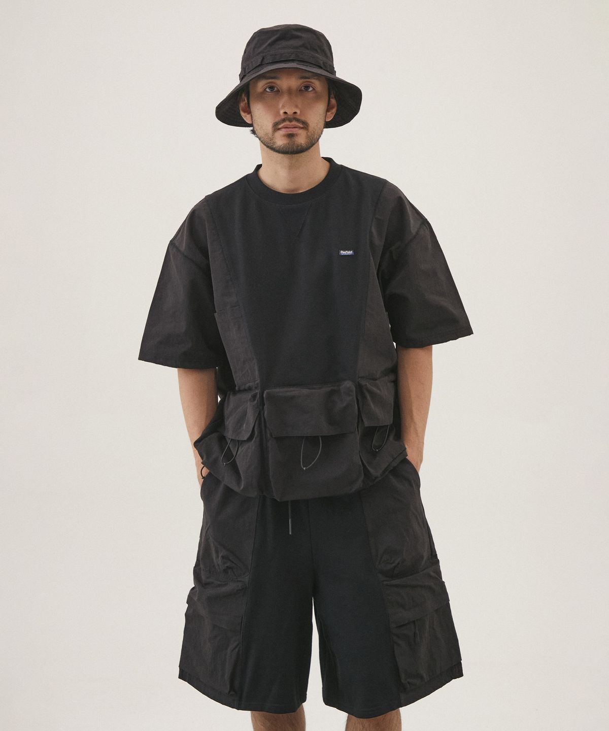 펜필드(PENFIELD) CN MIXED HALF SWEAT SHIRT BLACK_FQ2KT89U