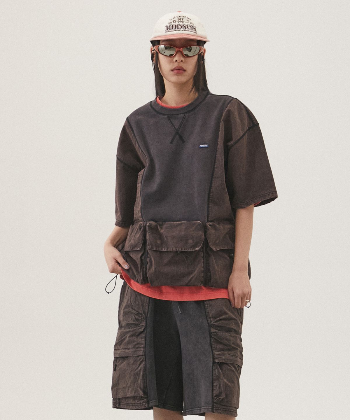 펜필드(PENFIELD) CN MIXED HALF SWEAT SHIRT DARK BROWN_FQ2KT88U