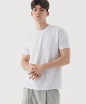 솔리드 머슬핏 반팔 티셔츠 (화이트)