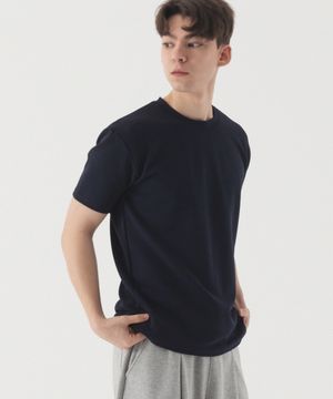 솔리드 머슬핏 반팔 티셔츠 (네이비)