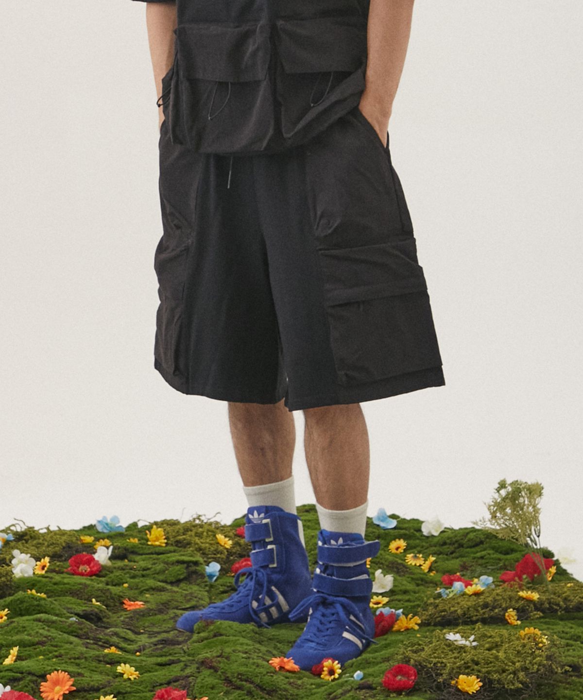 펜필드(PENFIELD) CN MIXED HALF SWEAT PANTS BLACK_FQ2WP89U