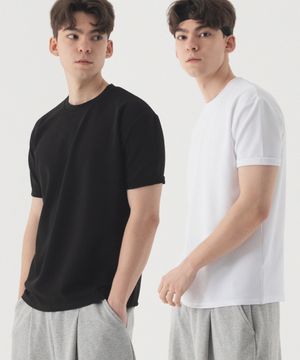 [2 PACK] 솔리드 머슬핏 반팔 티셔츠 (3color)