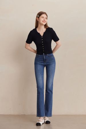 워싱 리사이클 데님 부츠컷 팬츠 진청