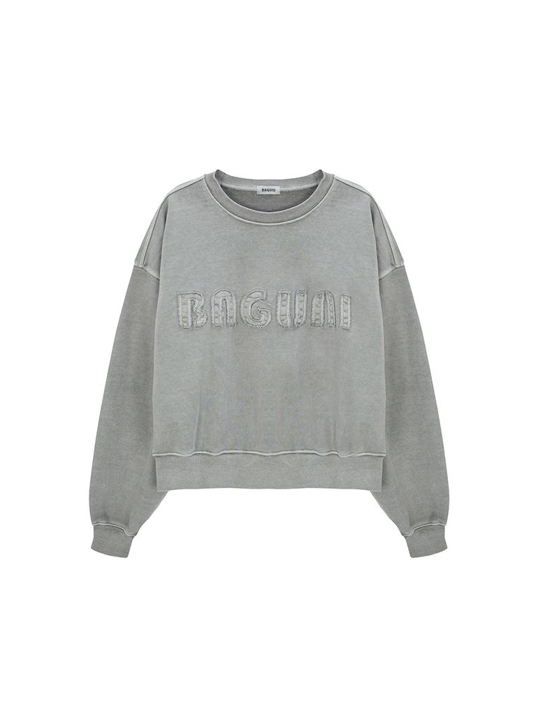 Heavy Pigment Lettering Sweatshirt - gray
