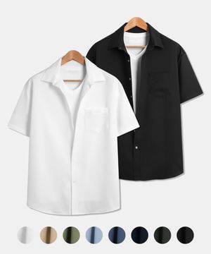 [2PACK] 솔리드 링클프리 루즈핏 무지 반팔 셔츠 7color