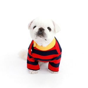 스트라이프 넥버튼 반팔티 - 레드