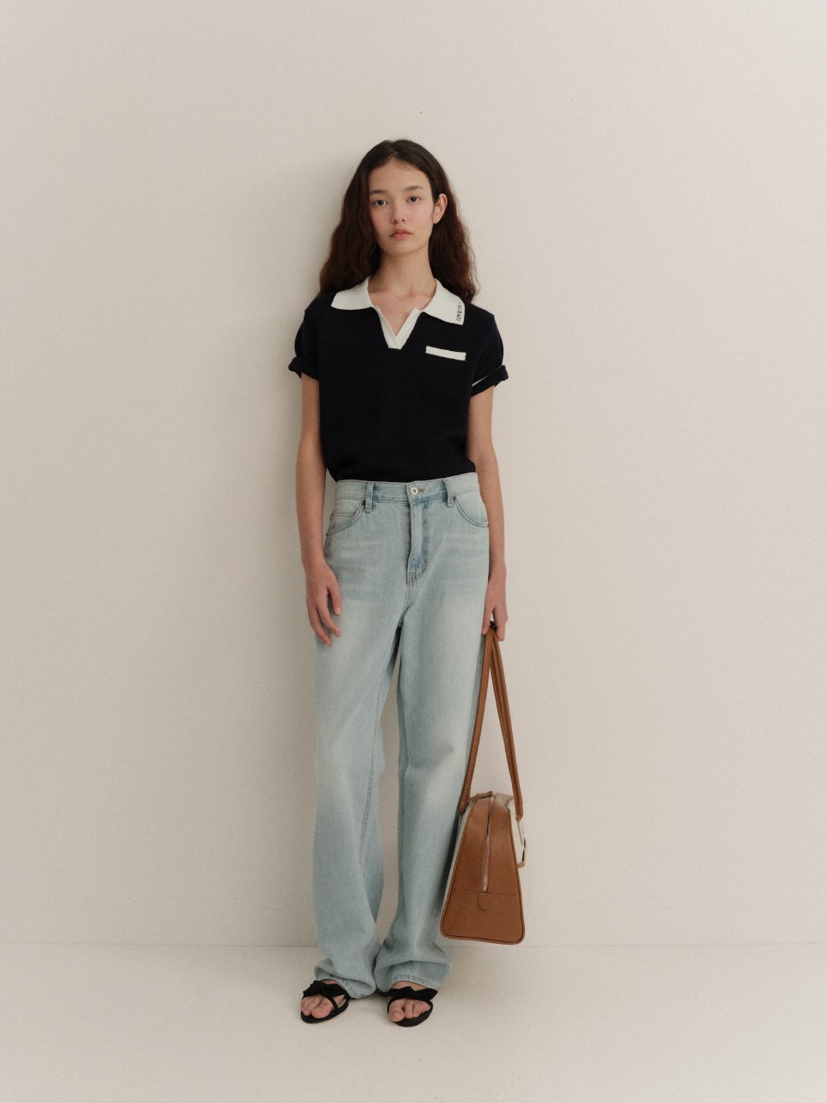러브어스유(LOVEUSU) Rib Pique Knit (Navy)
