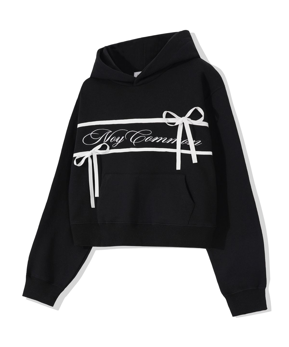 노이커먼(NOYCOMMON) NOY RIBBON CROP HOODIE BK
