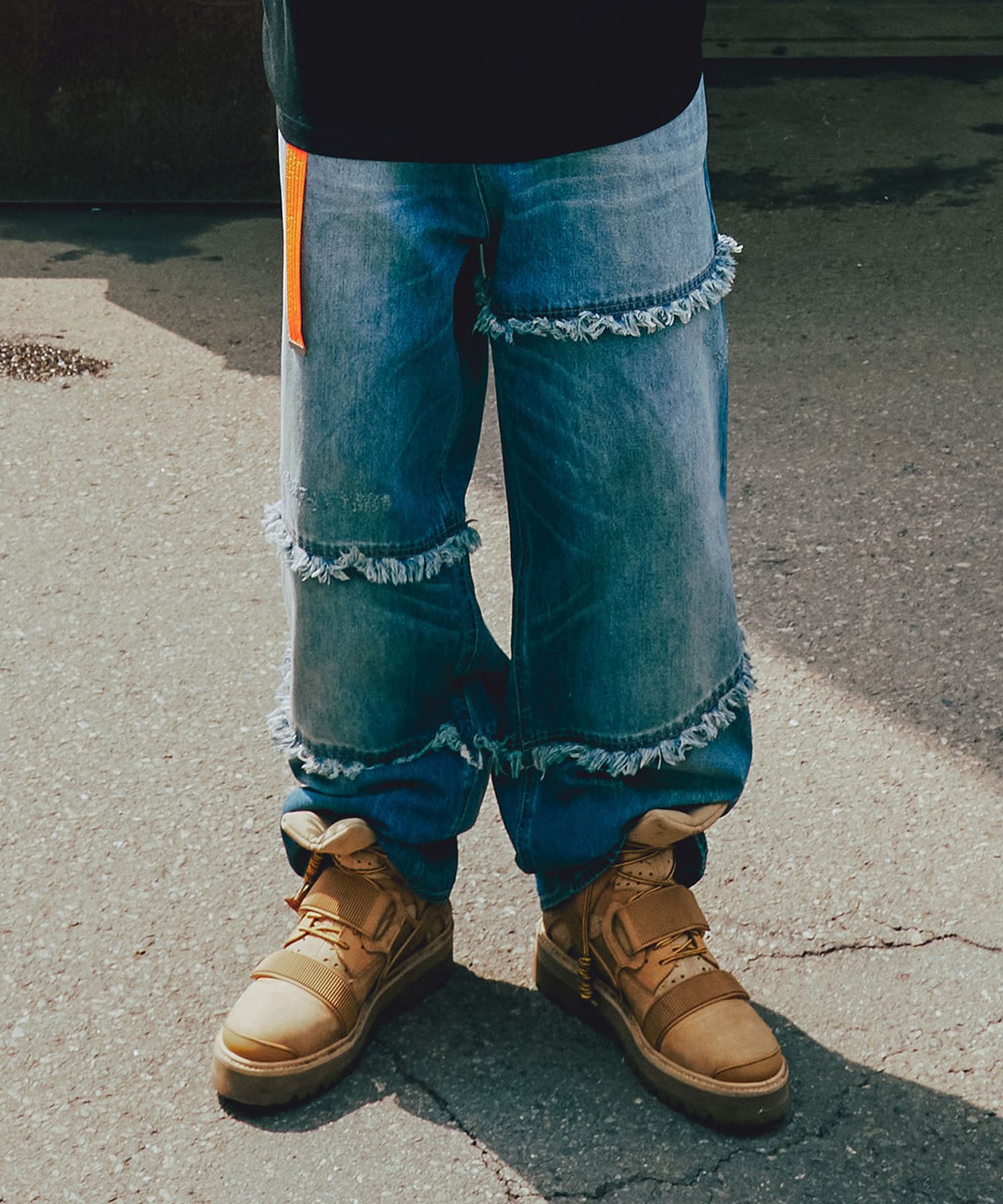 ●ROMANTIC CROWN● REPAIRED WIDE JEAN (2色) unisex MUSINSA | ROMANTIC CROWN Repaired Wide Jeans_Blue