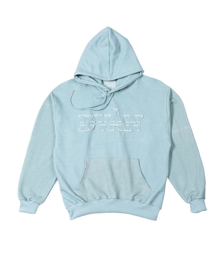 DAMAGED EMB PIGMENT HOODIE ICE MINT 데미지 민트 후드