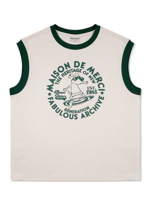 UNISEX 오버핏 퍼피서핑 링거 슬리브리스 탑 크림(FCE2TS402M)